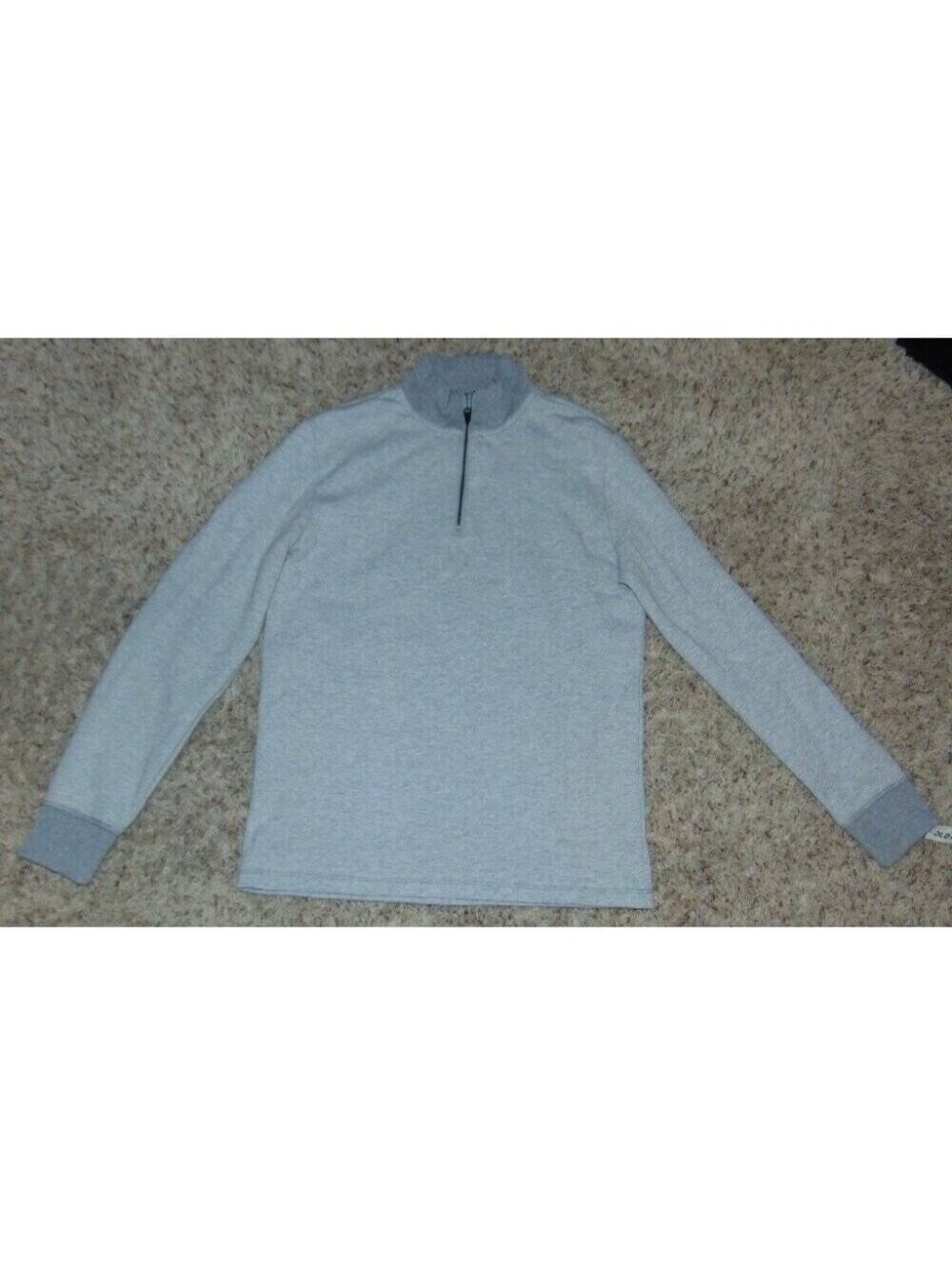 Old Navy Shirt S Mens Gray Marled Zip Neck Long Sleeve Tagless
